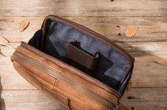 Cool Leather Mens Small Side Bag Messenger Bags Shoulder Bags for Men