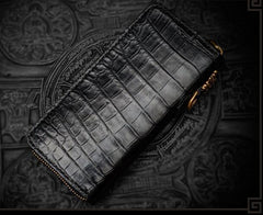 Handmade Leather Tibetan Mens Biker Chain Wallet Cool Wallet Long Chain Wallets for Men