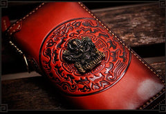 Handmade Leather Tibetan Mens Biker Chain Wallet Cool Leather Wallet Long Chain Wallet for Men