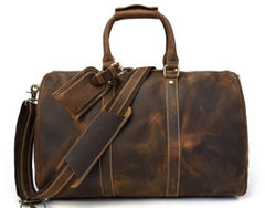 Coffee Leather Mens Cool Large Weekender Bag Travel Bag for Men