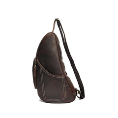 Genuine Leather Mens Cool SLing Bag iPad Bag Chest Bag Bike Bag - EverHandmade