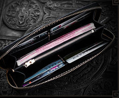 Handmade Leather Tibetan Mens Biker Chain Wallet Cool Leather Wallets Long Clutch Wallets for Men