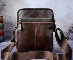 Cool Coffee Small Leather Mens Side Bag Messenger Bag Shoulder Bag for Men