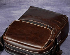 Cool Coffee Small Leather Mens Side Bag Messenger Bag Shoulder Bag for Men