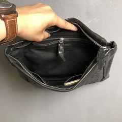Genuine Leather Braided Mens Clutch Cool Slim Wallet Zipper Clutch Wristlet Wallet for Men