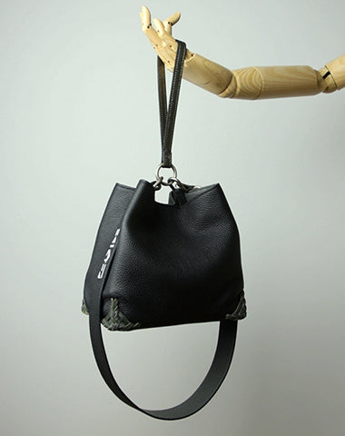 Blue Womens Leather Bucket Shoulder Purse Womens Barrel Leather Handbag Shoulder NB02991069