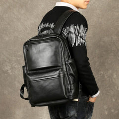 Cool Leather Mens Backpack Large Black Travel Backpack Hiking Backpacks for men