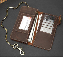 Cool Mens Leather Biker Chain Wallet Chain Wallet Long Biker Wallet for Men