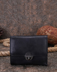 Vintage Womens Brown Leather Small Trifold Wallet billfold Wallet Purse for Ladies