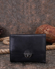 Vintage Womens Red Leather Small Trifold Wallet - Bill Slots Detail