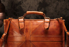 Vintage Brown Leather Mens Briefcase Work Bag Business Bag for men - EverHandmade