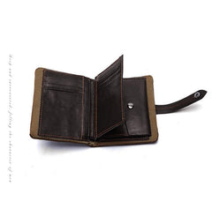 Cool Leather Mens Small Wallet billfold Brown Bifold Wallet Black Multi-card Front Pocket Wallet for Men