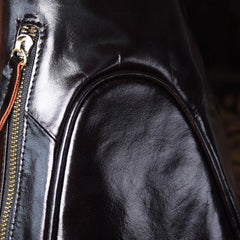 Genuine Leather Mens Cool Chest Bag Sling Bag Crossbody Bag Travel Bag Hiking Bag for men