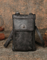 Red Leather Womens Phone Shoulder Bag Small Vertical Side Bag Handmade Crossbody Purse for Ladies