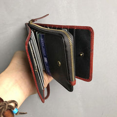 Genuine Leather Mens Cool Long Leather Wallet Cards Phone Zipper Clutch Wristlet Wallet for Men