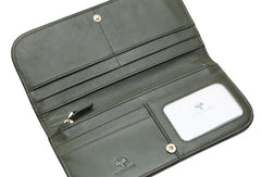 Genuine Leather Cute Long Slim Wallet Clutch Passport Wallet Purse For Women Girl