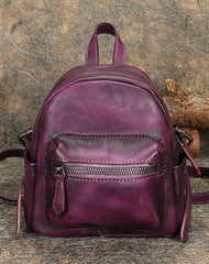 Vintage Green Small Leather Rucksack Womens Mini Leather Backpack Ladies Backpack Purses