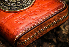 Handmade leather Mens Tibet Small biker chain wallet zipper billfold Chain Wallet for Men - EverHandmade