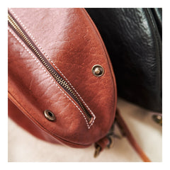 Fashionable Black Leather Mens Chest Bag Sling Bag Sling Pack One Shoulder Backpack For Men and Women