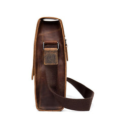 Dark Brown Casual Leather 8 inches Shoulder Vertical Postman Bag Messenger Bags Courier Bag for Men