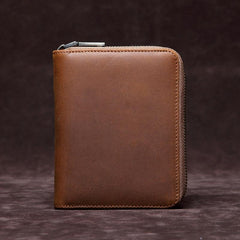 Brown Mens Leather Billfold Cards Wallets Zip Cards Wallet Card Wallet Lot of Cards Wallet for Men