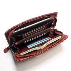 Vintage LEATHER Mens Long Wallet Cool Zipper Long Wallet FOR Men