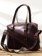 Dark Brown Cool Leather Mens Large 15 inches Briefcase Laptop Briefcase Messenger Bags Side Bags Work Bag for Men