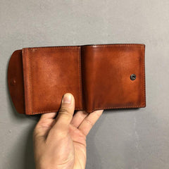 Handmade Genuine Leather Mens Cool Slim Leather Billfold Wallet Men billfold Wallets Bifold for Men