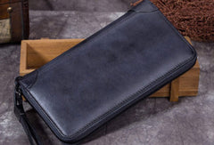Genuine Leather Wallet Zip Long Wallet billfold Wallet Purse For Men Women - EverHandmade