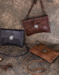 Brown womens Leather Envelope Shoulder Bag Large Envelope Clutch Purse for Ladies