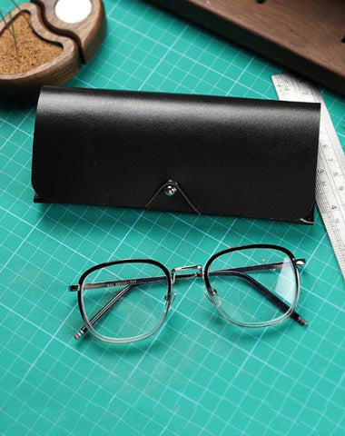 Handmade Black LEATHER MEN'S Womens Sunglasses Box Case Glasses Holder For Men