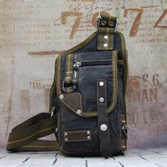 Canvas Black Mens Chest Bag Green Sling Bag Canvas Sling Backpack For Men