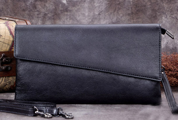Genuine Leather Clutch Vintage Wristlet Wallet Crossbody Bag Shoulder Bag Handbag Purse For Women - EverHandmade