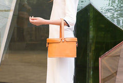Handmade Leather handbag bucket bag Camel for women leather shopper bag - EverHandmade
