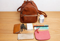 Genuine Leather Cute Backpack Bag Shoulder Bag Red Black Women Leather Purse