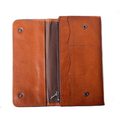 Tan Cool Leather Mens Long Wallet Black - Card Slots Detail