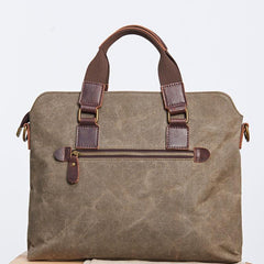 Mens Gray Canvas Briefcase Handbag Work Bag Business Bag for Men