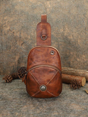 Cool Mens Womens Cap Brown Sling Bag - Chain Detail
