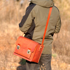 Handmade Vintage Coffee Leather Mens Camera Shoulder Bags Camera Messenger Bag for Men