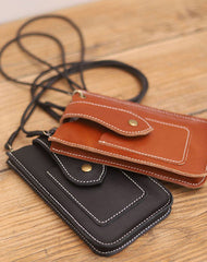 Cute Black LEATHER Slim Side Bags Pouch Phone WOMEN SHOULDER BAG Phone Crossbody Pouch FOR WOMEN