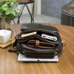 Cool Leather Mens Small Side Bag Messenger Bag Shoulder Bags for Men
