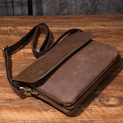 Cool Leather Mens Small Side Bag 11inch Clutch Purse Bag Messenger Bag for Men