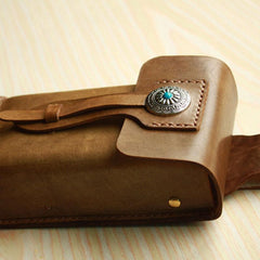 Handmade Cool Leather Cell Phone Holsters Belt Pouch Mens Waist Bag for Men