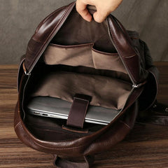 Coffee Leather Mens Cool Backpacks Large Travel Backpack Hiking Backpack for men