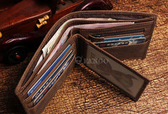 Vintage billfold leather wallet braided leather billfold wallet for men women