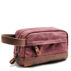 Cool Canvas Leather Mens Clutch Bag Handbag Storage Bag Wash Bag For Men