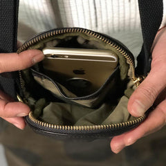 Handmade Genuine Leather Mens Cool Messenger Bag Sling Bag Chest Bag Bike Bag Cycling Bag for men