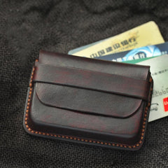 Cool Coffee Leather Mens Business Card Holder Coin Purse Small Change Wallet For Men