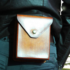 Handmade Brown Leather Belt Pouch Mens Waist Bag CIGARETTE Pouch for Men