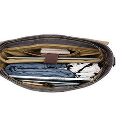 Mens Canvas Leather Briefcase Handbag Work Bag Business Bag for Men